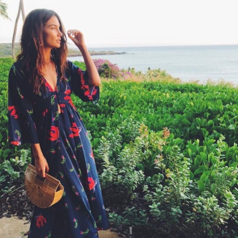 Ella floral-print silk crepe de chine robe NWT